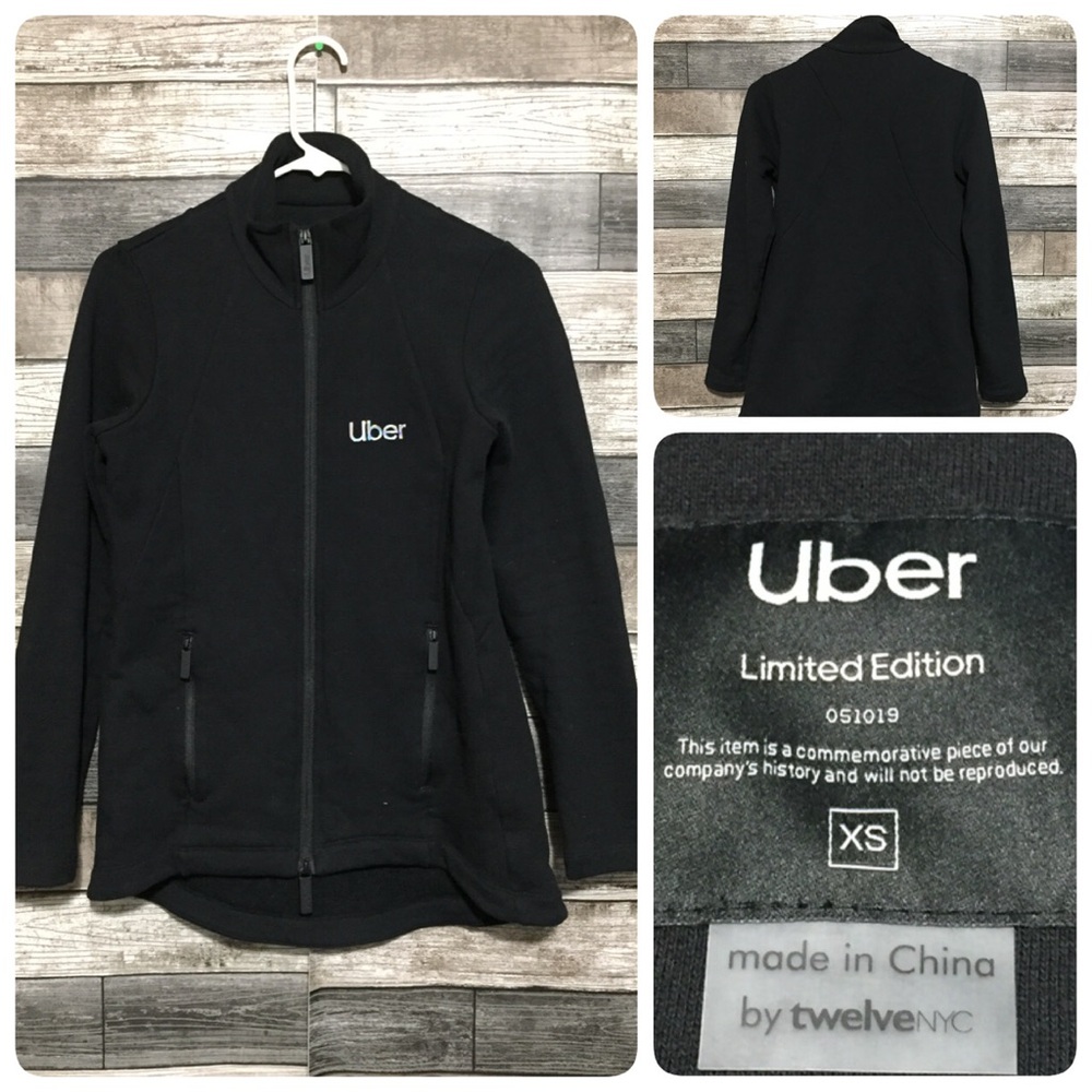 Uber Limited Edition Sweatshirt Jacket Women’s XS Black Full Zip Pockets